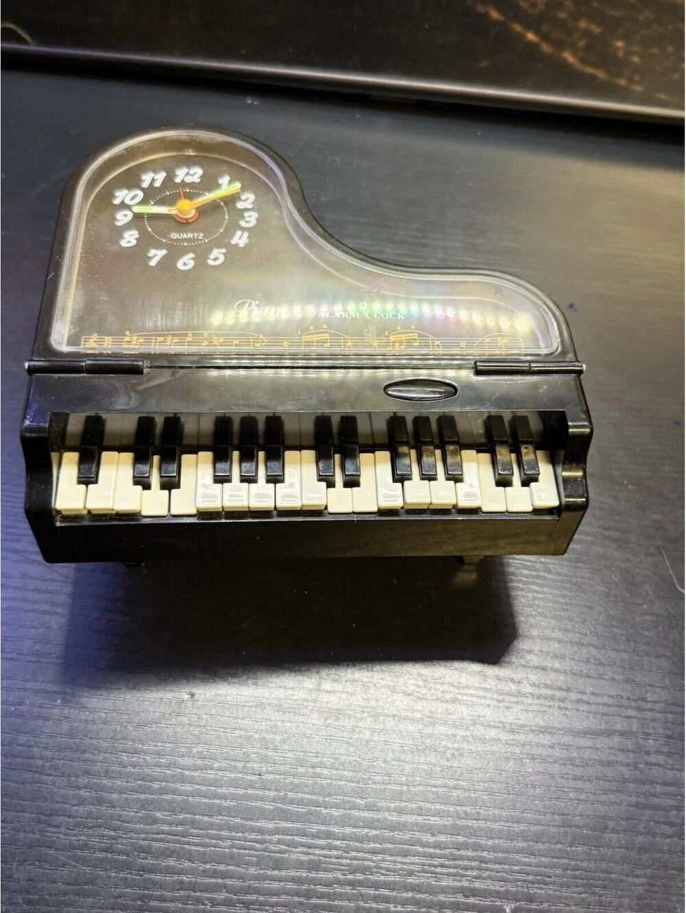 Vintage Piano Shaped Quartz Alarm Clock Mini Grand Piano Musical Decor Black